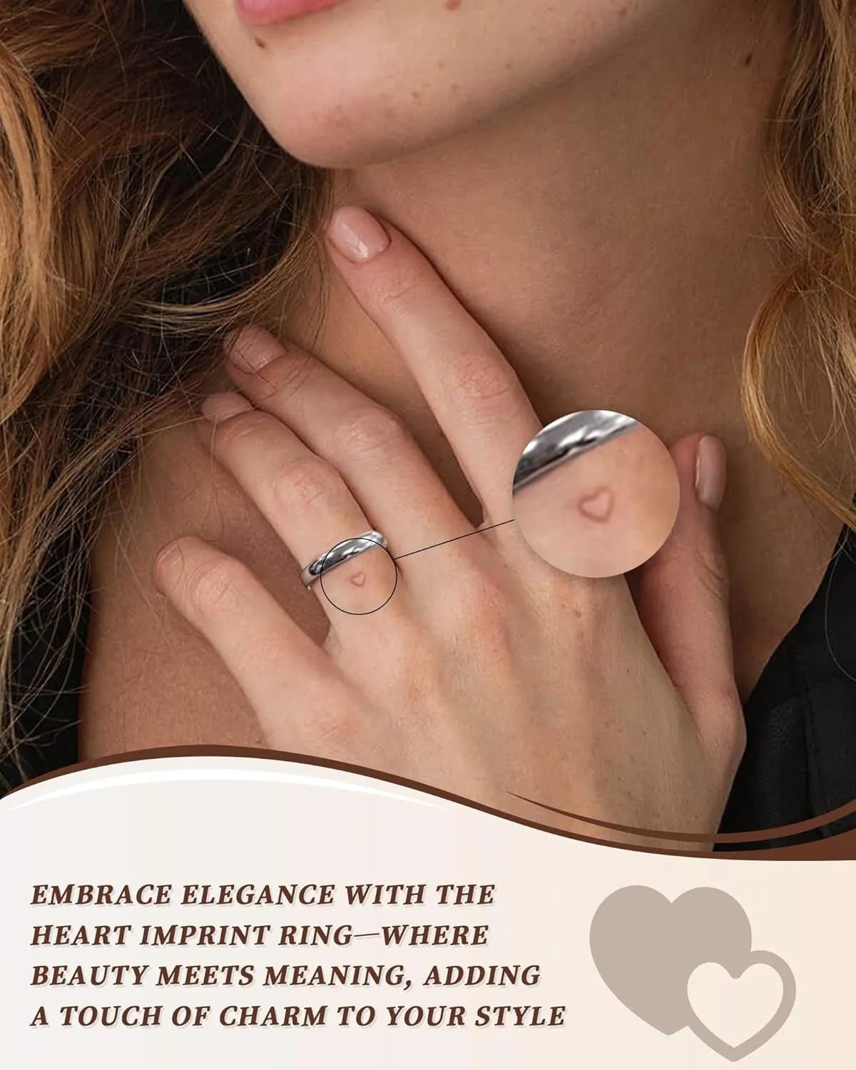 Heart Imprint Promise Ring for Women - 925 Sterling Silver Secret Love Ring with Hidden Heart - Ideal Gift for Couples & Loved Ones - Silent Expression of Affection
