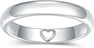 Heart Imprint Promise Ring for Women - 925 Sterling Silver Secret Love Ring with Hidden Heart - Ideal Gift for Couples & Loved Ones - Silent Expression of Affection