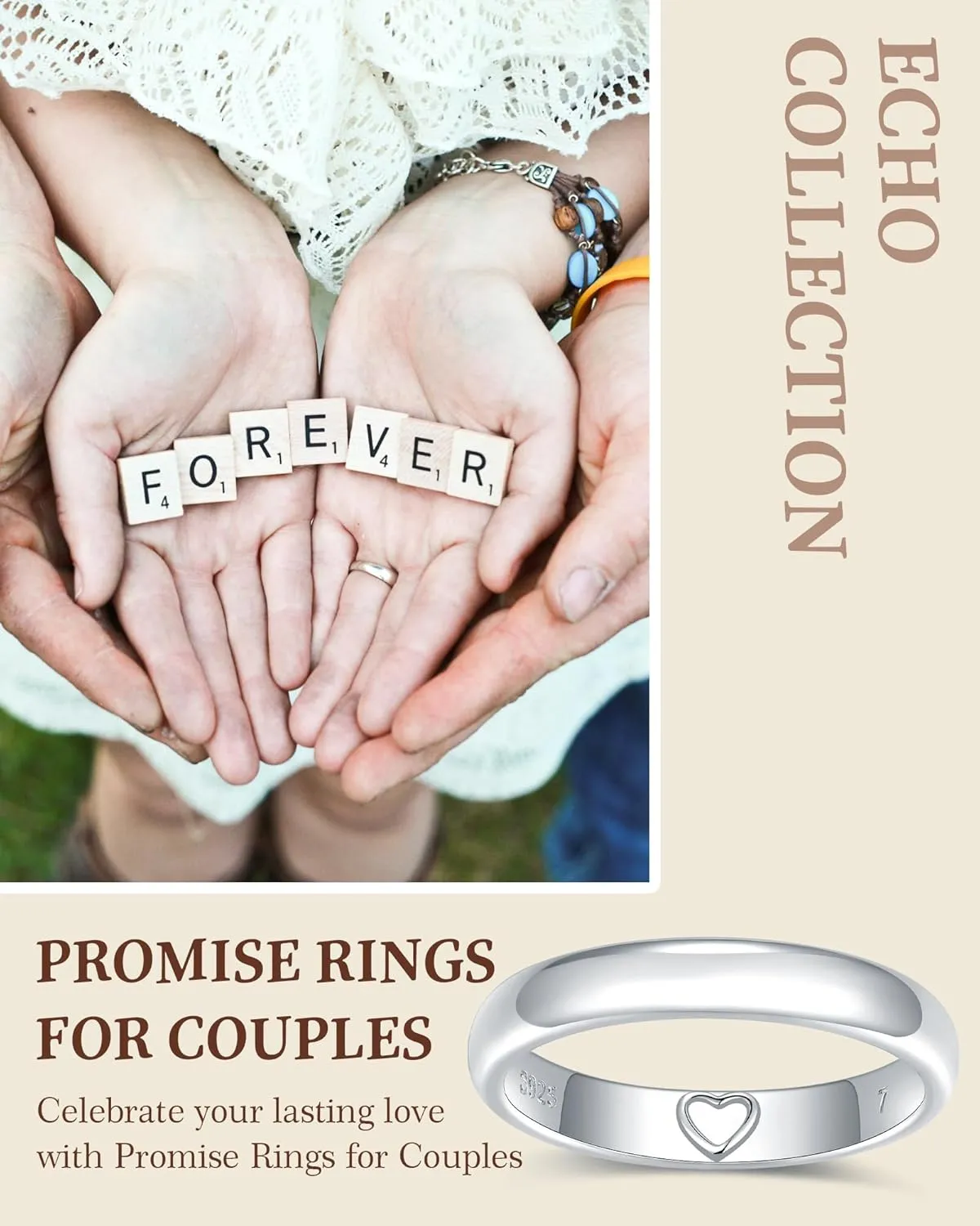 Heart Imprint Promise Ring for Women - 925 Sterling Silver Secret Love Ring with Hidden Heart - Ideal Gift for Couples & Loved Ones - Silent Expression of Affection