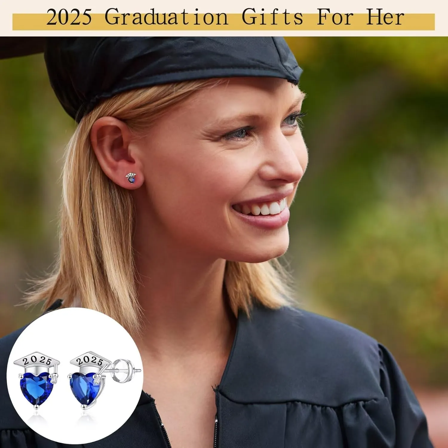 Hidepoo Graduation Gifts for Her Earrings - S925 Sterling Silver Post Hypoallergenic Earrings for Sensitive Ears Cubic Zirconia Heart 2025 Stud Earrings College Graduation Gifts for Her