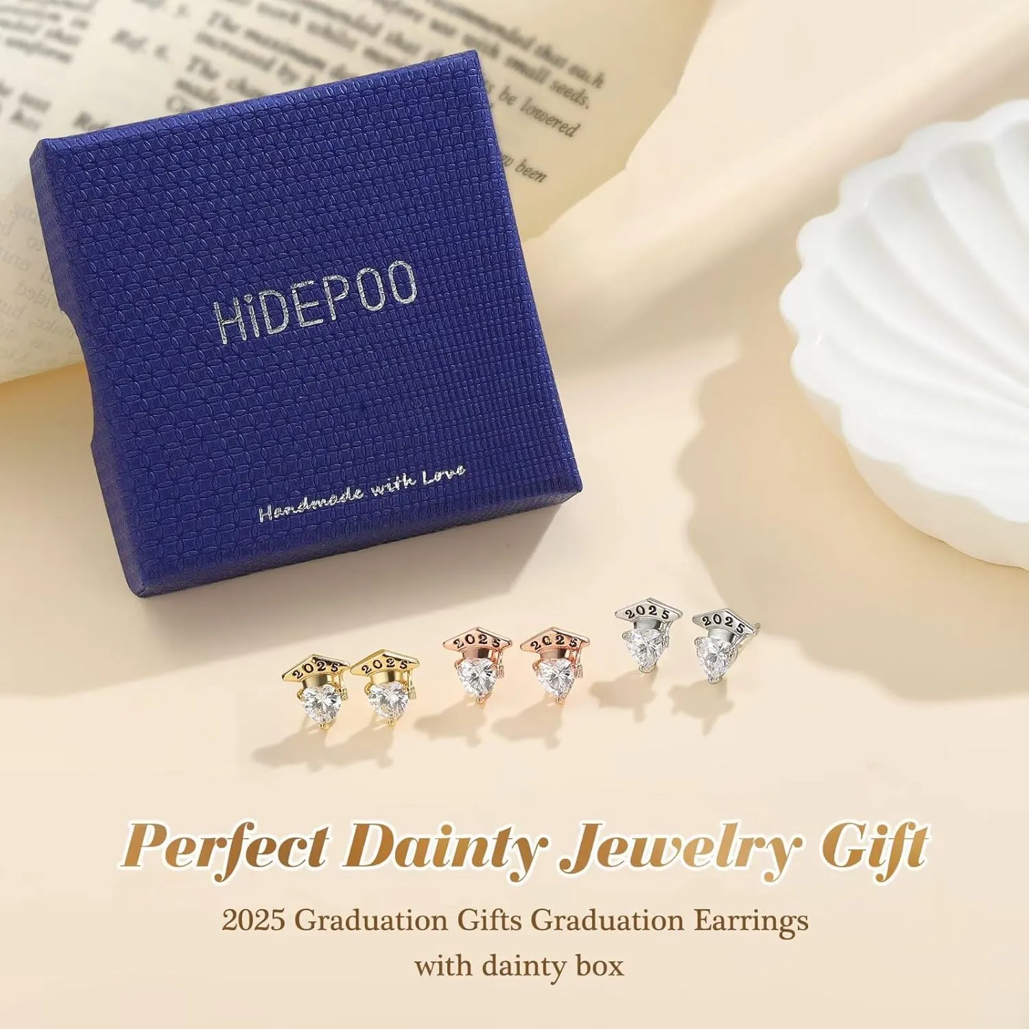 Hidepoo Graduation Gifts for Her Earrings - S925 Sterling Silver Post Hypoallergenic Earrings for Sensitive Ears Cubic Zirconia Heart 2025 Stud Earrings College Graduation Gifts for Her