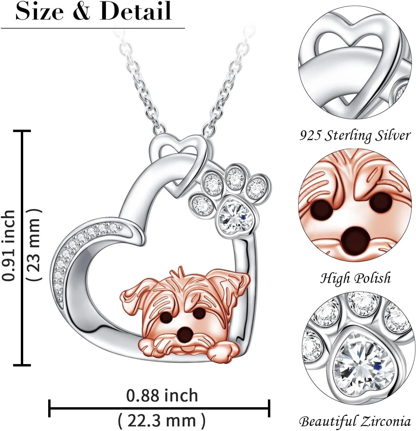 Highland Cow, Axolotl, Pig, French Bulldog Gifts 925 Sterling Silver Pendant Necklace Heart Jewelry for Women Daughter