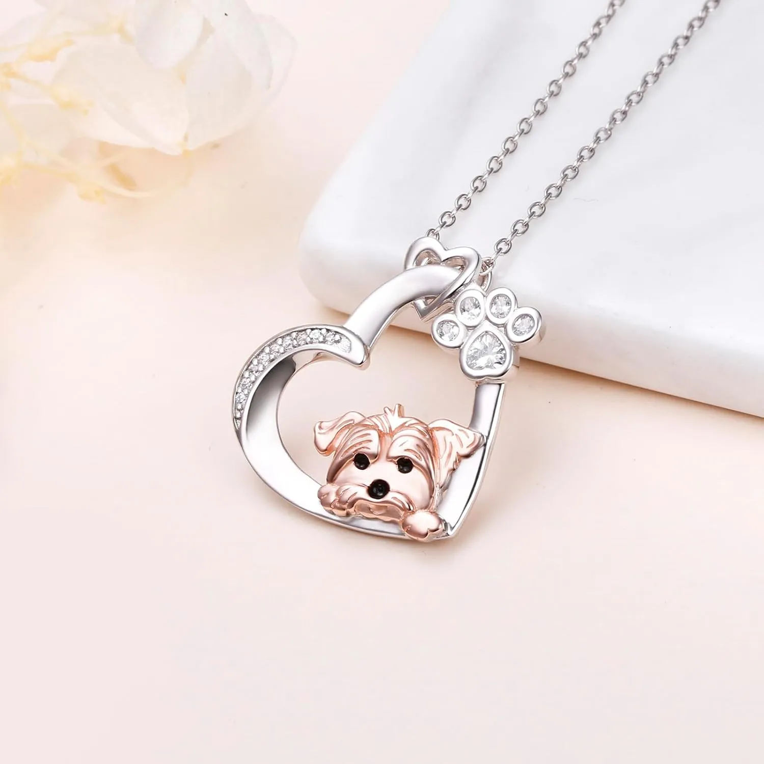 Highland Cow, Axolotl, Pig, French Bulldog Gifts 925 Sterling Silver Pendant Necklace Heart Jewelry for Women Daughter