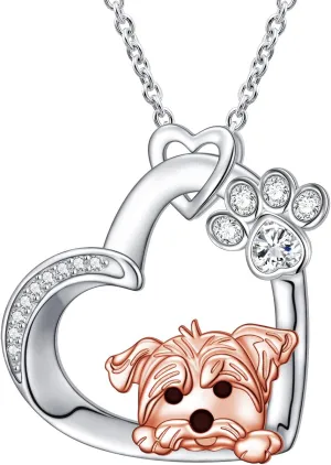 Highland Cow, Axolotl, Pig, French Bulldog Gifts 925 Sterling Silver Pendant Necklace Heart Jewelry for Women Daughter