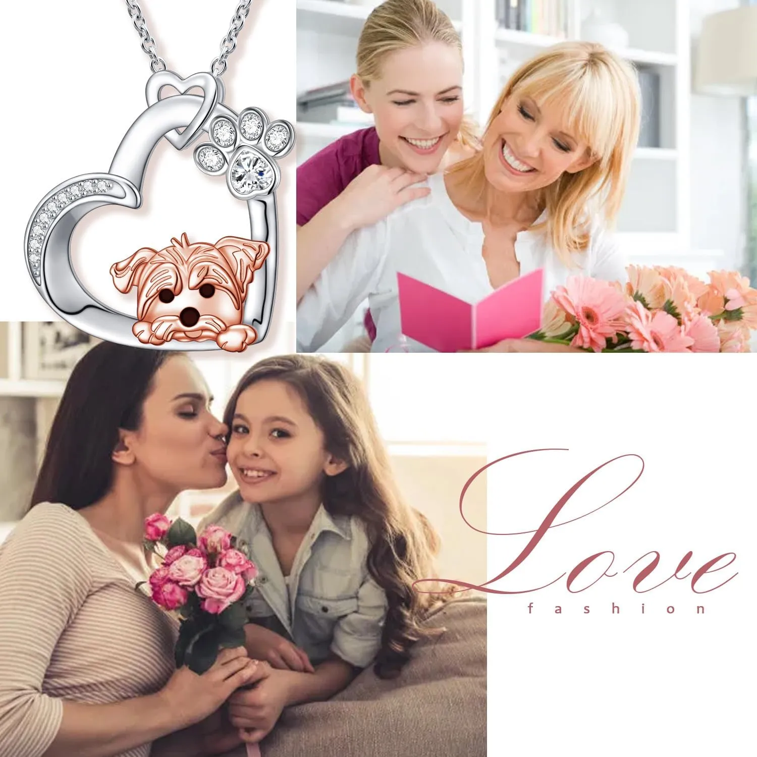 Highland Cow, Axolotl, Pig, French Bulldog Gifts 925 Sterling Silver Pendant Necklace Heart Jewelry for Women Daughter