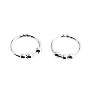 Hoop Earrings Cartilage Nose Septum Ear Helix Tragus Piercing Jewelry for Women Hypoallergenic with Balls Thin Tiny (6mm x 22 gauge / 3 Beads)