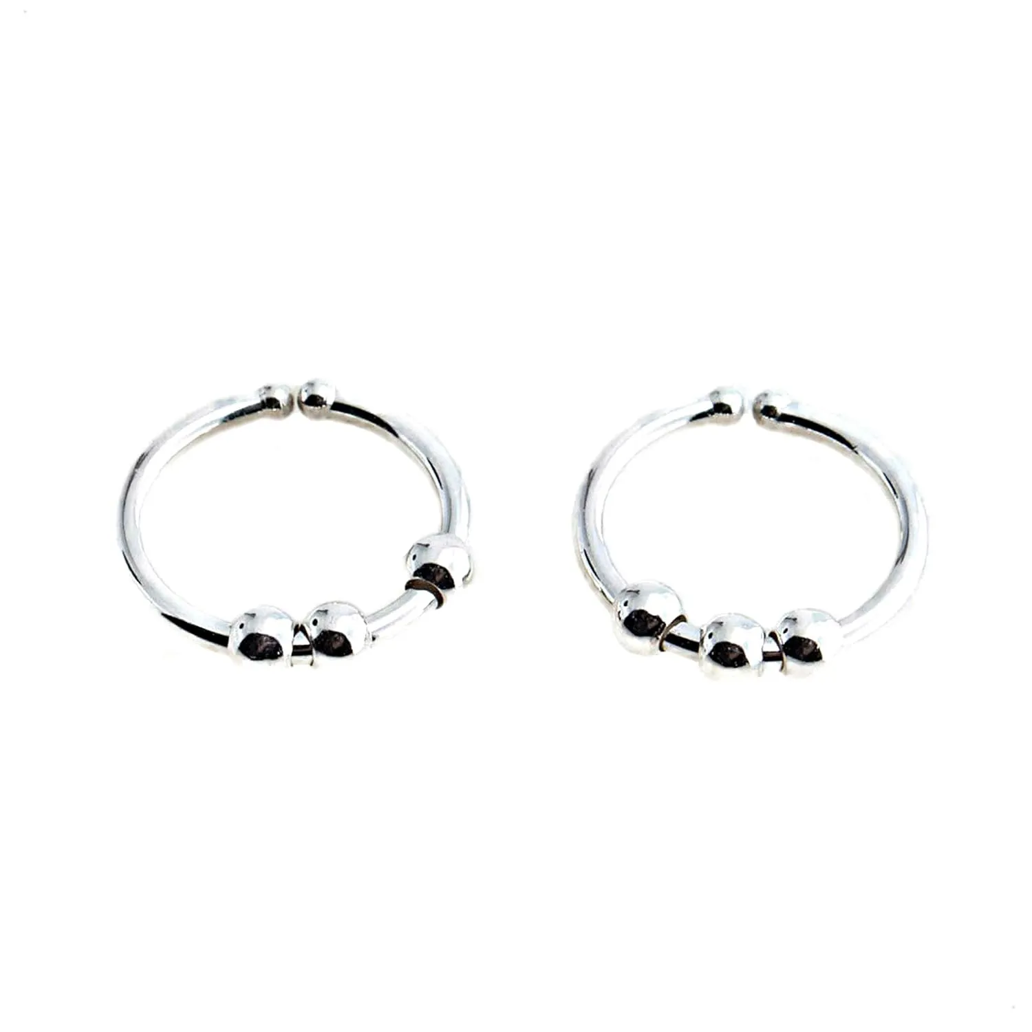Hoop Earrings Cartilage Nose Septum Ear Helix Tragus Piercing Jewelry for Women Hypoallergenic with Balls Thin Tiny (6mm x 22 gauge / 3 Beads)