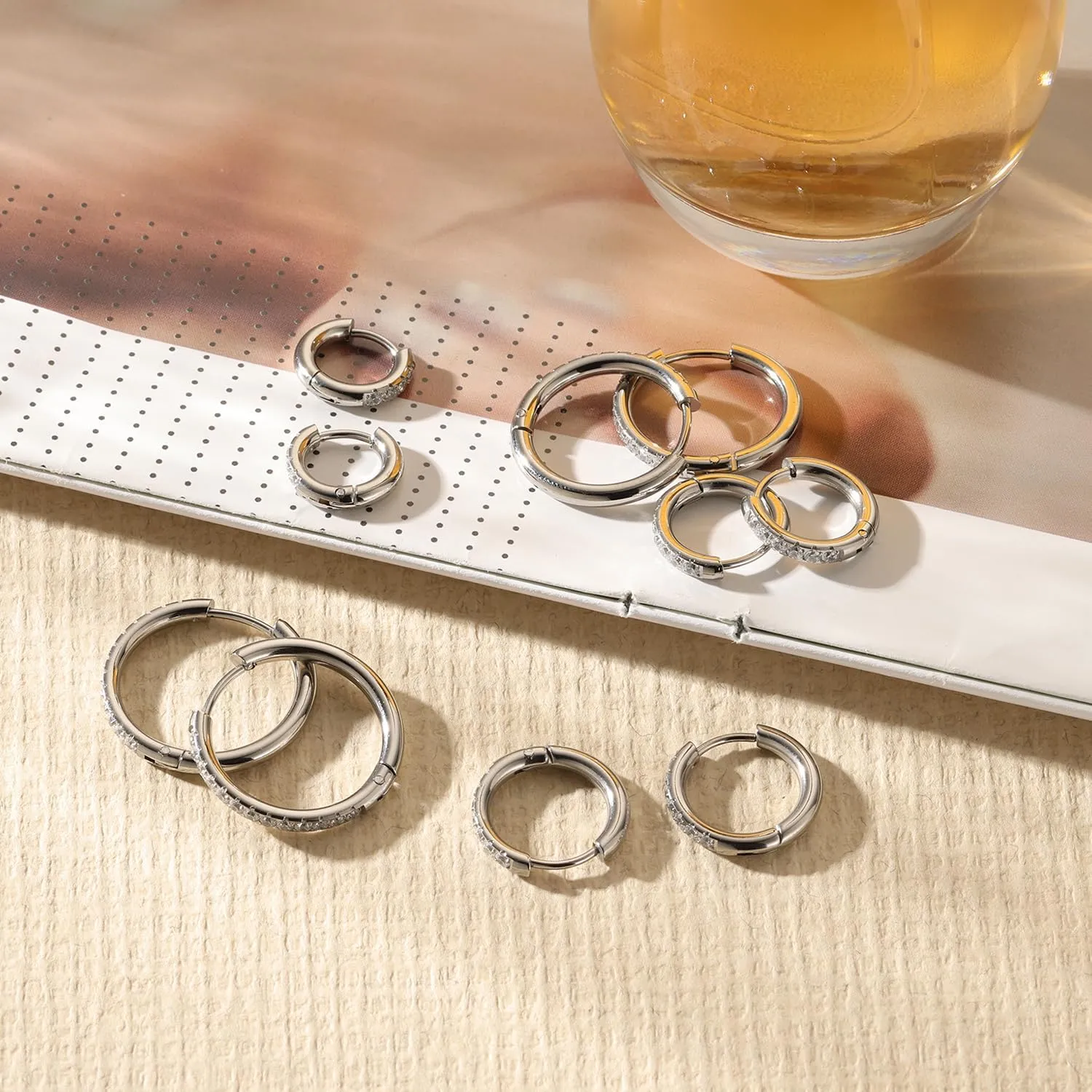 Hoop Earrings for Women & Men 316L Surgical Stainless Steel Huggie Earrings with Sparkling Cubic Zirconia Huggie Hoop Earrings - Hypoallergenic CZ Earrings,Trendy Tiny Hoops for Cartilage & Lobe.