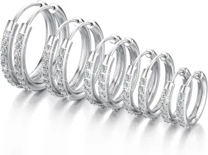 Hoop Earrings for Women & Men 316L Surgical Stainless Steel Huggie Earrings with Sparkling Cubic Zirconia Huggie Hoop Earrings - Hypoallergenic CZ Earrings,Trendy Tiny Hoops for Cartilage & Lobe.