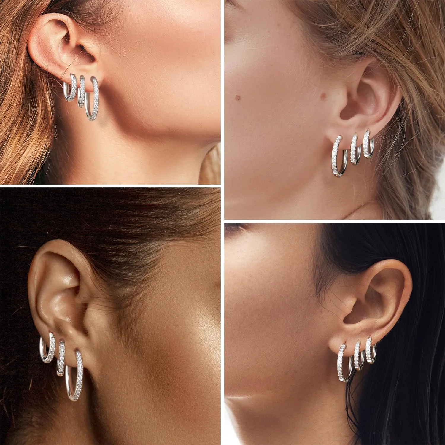 Hoop Earrings for Women & Men 316L Surgical Stainless Steel Huggie Earrings with Sparkling Cubic Zirconia Huggie Hoop Earrings - Hypoallergenic CZ Earrings,Trendy Tiny Hoops for Cartilage & Lobe.
