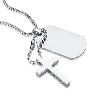 HZMAN Mens High Polishing Stainless Steel Dog Tag Pendant Necklace 22 2 Inch Link Chain