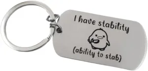 I have Stability Keychain, Funny Key Chains Adults, I Have Stability Ability to Stab, Work Besties Gifts for Women, Stability Ability Stab, Unusual Funny Gifts, Funny Keychain, Gag Gifts