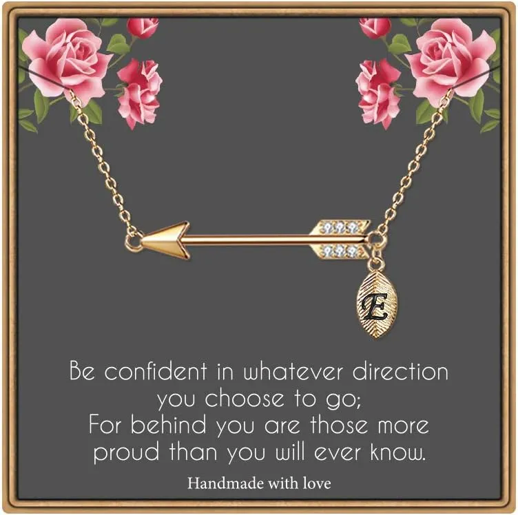 IEFLIFE Graduation Gifts for Her - 14K Gold Plated Arrow Initial Graduation Necklace Class of 2025 Graduation Gifts College Graduation Gifts for Women Best Friends Sister