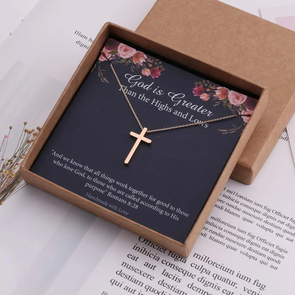 IEFLIFE Pearl Circle Necklace - Cross Necklace for Women, Baptism, Cousin, Granddaughter, Stepmom, Grandma, Sister in Law Gifts