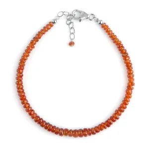 InfinityGemsArt AA  Rare Natural Orange Kyanite Gemstones Beaded Dainty Bracelet for Girls Birthstone, Stone Beads Premium Gift Jewelry in 925 Sterling Silver Chain 8 inch
