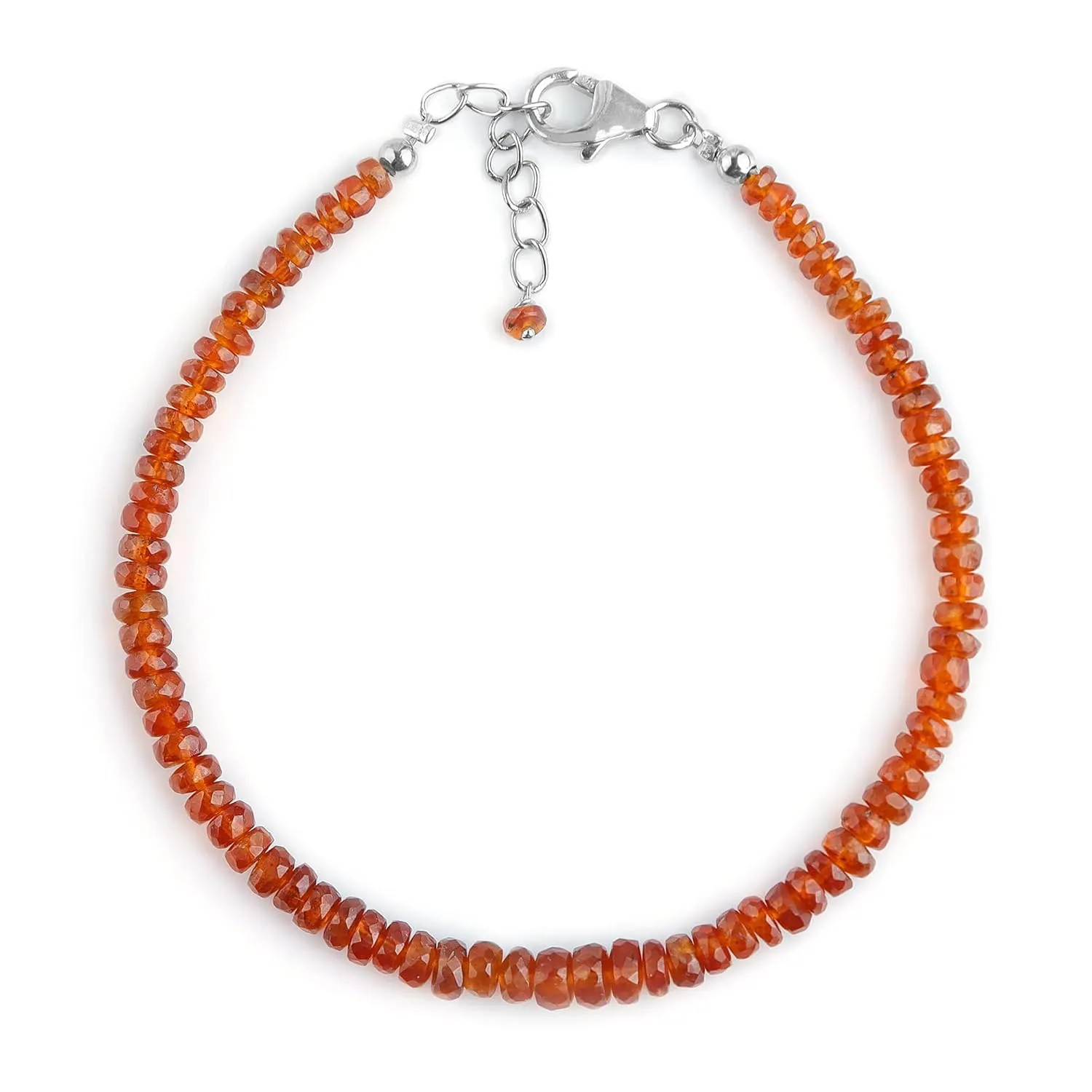 InfinityGemsArt AA  Rare Natural Orange Kyanite Gemstones Beaded Dainty Bracelet for Girls Birthstone, Stone Beads Premium Gift Jewelry in 925 Sterling Silver Chain 8 inch