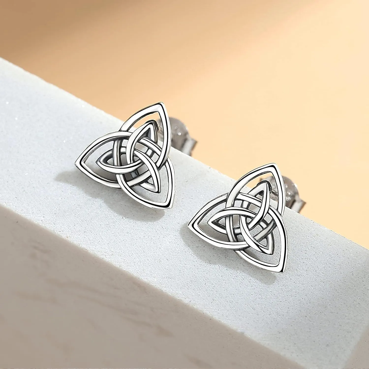 INFUSEU 925 Sterling Silver Celtic Knot Stud Earrings for Women Girls, Small Irish Jewelry 6-10 mm