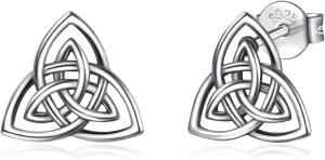 INFUSEU 925 Sterling Silver Celtic Knot Stud Earrings for Women Girls, Small Irish Jewelry 6-10 mm