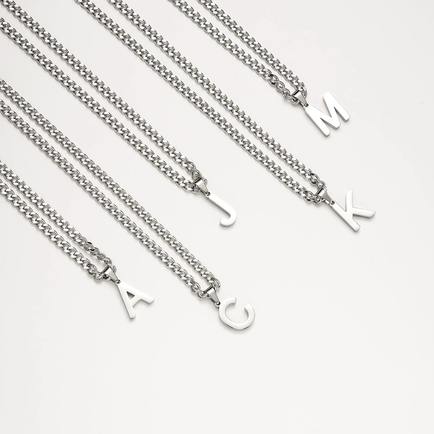 Initial A-Z Letter Necklace for Men Layered Stainless Steel Cuban Chain Choker Letter Pendant Necklace Jewelry Gift for Men
