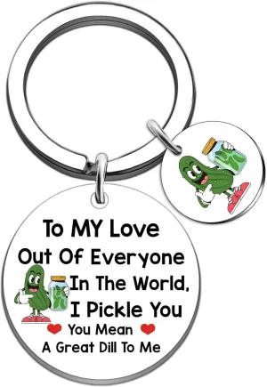 Inspirational Gifts for Women Funny Pickle Keychain Positive Pickle Gifts For Women Female Friends Birthday Christmas New Year Pickles Themed Gift Ideas for Her Pickles Accessories Keyring