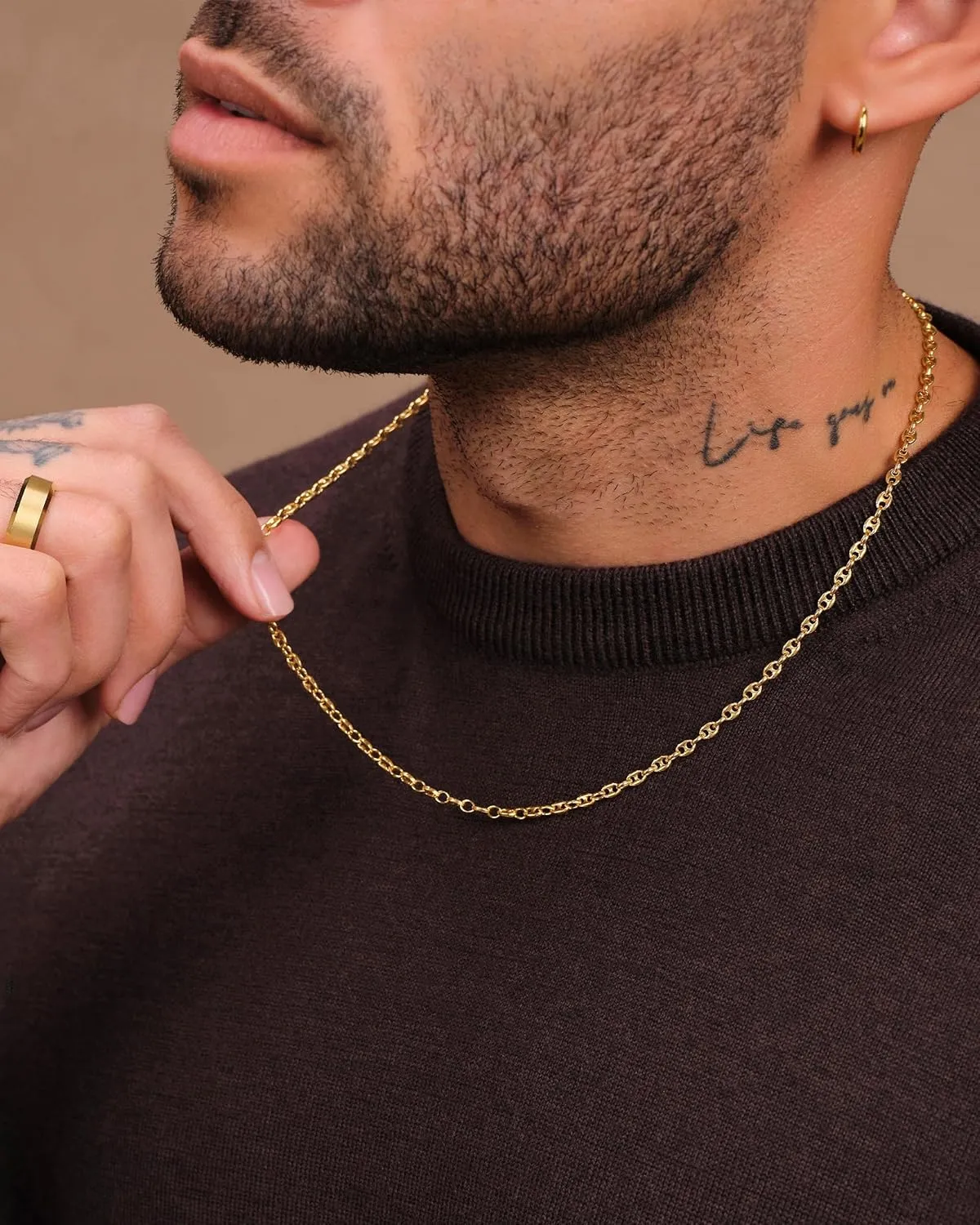 JAXXON Men's Chain Necklace - 1.5mm-4mm Width - 14k Gold Bonded & 925 Sterling Silver, 22 Inch