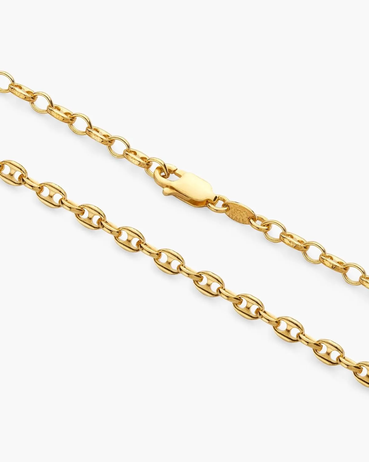 JAXXON Men's Chain Necklace - 1.5mm-4mm Width - 14k Gold Bonded & 925 Sterling Silver, 22 Inch