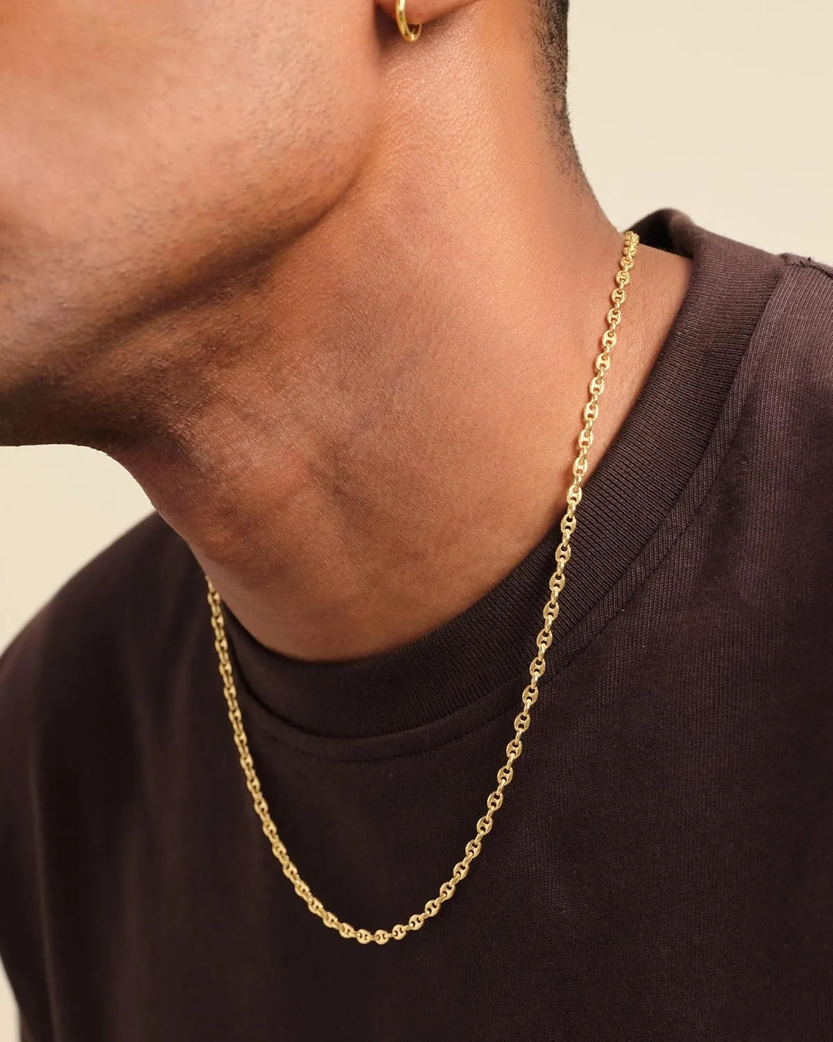 JAXXON Men's Chain Necklace - 1.5mm-4mm Width - 14k Gold Bonded & 925 Sterling Silver, 22 Inch