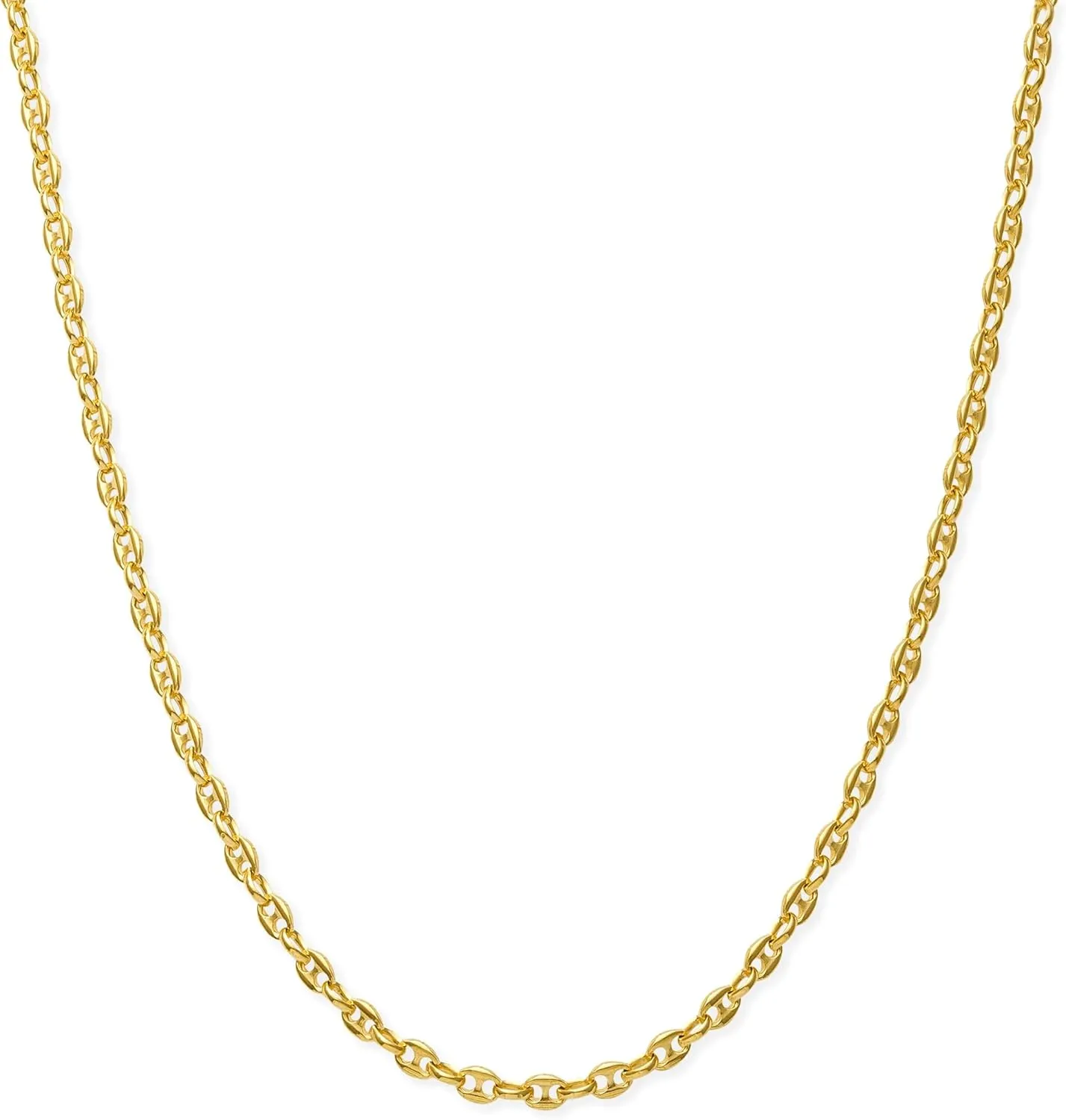 JAXXON Men's Chain Necklace - 1.5mm-4mm Width - 14k Gold Bonded & 925 Sterling Silver, 22 Inch