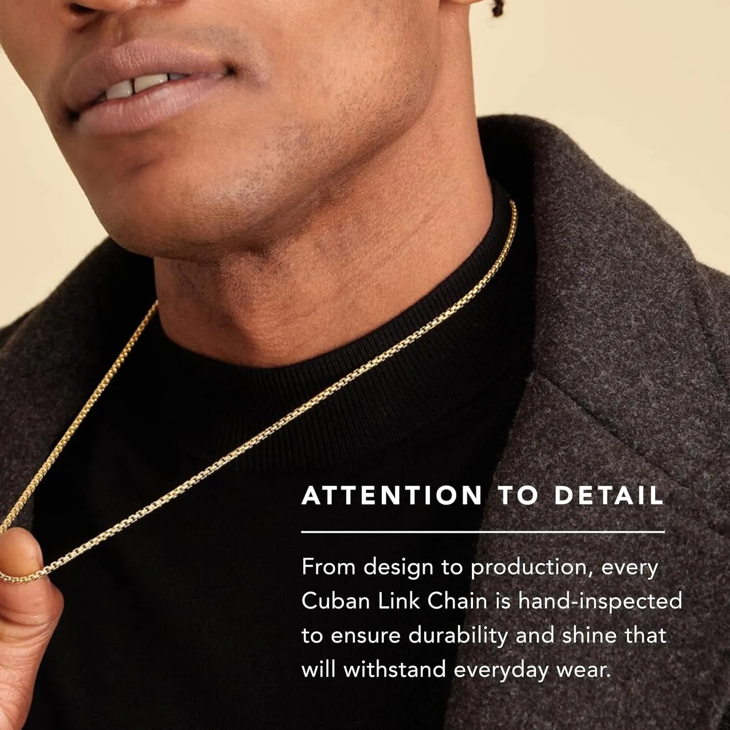JAXXON Men's Chain Necklace - 2mm Width - 14k Gold Bonded & 925 Sterling Silver, 22 & 24 Inch