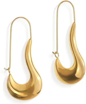 JeanBeau Chunky Gold Tear drop Hoop Earrings for Women, Trendy Statement Lightweight Teardrop Paperclip Link Earing Hypoallergenic Prom Fashion Jewelry Gift