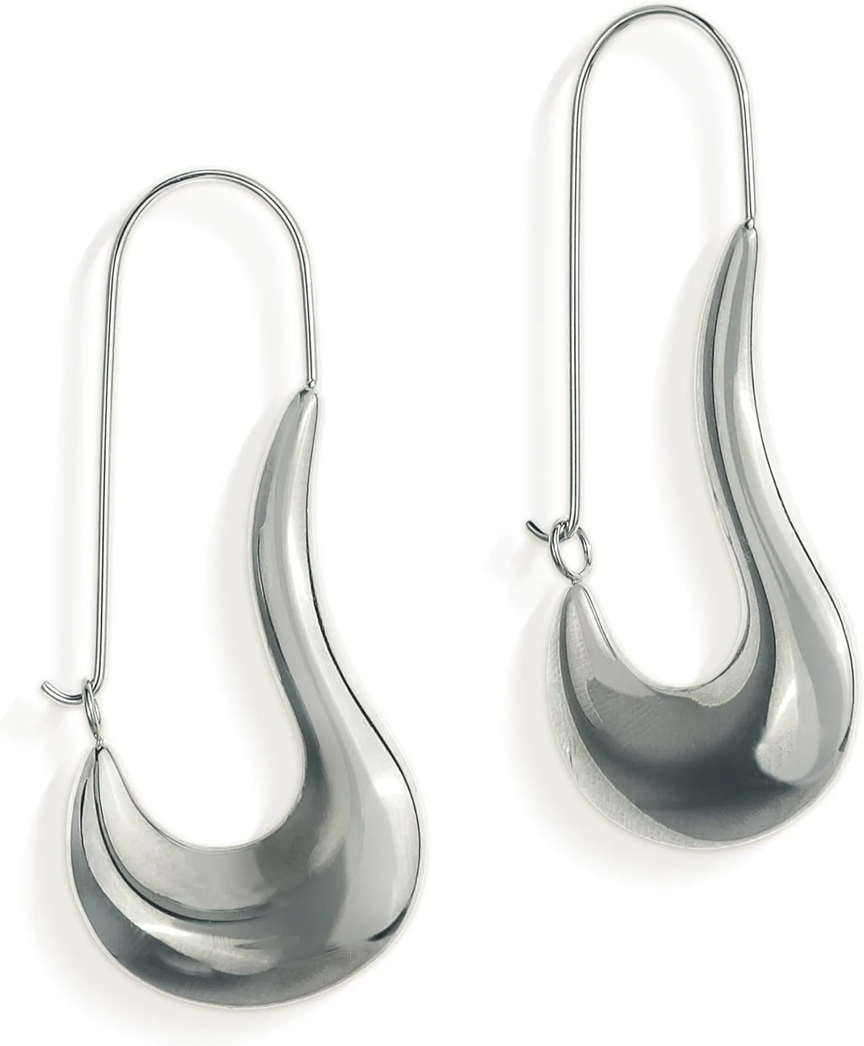 JeanBeau Chunky Silver Tear drop Hoop Earrings for Women, Trendy Statement Lightweight Teardrop Paperclip Link Earing Hypoallergenic Prom Fashion Jewelry Gift