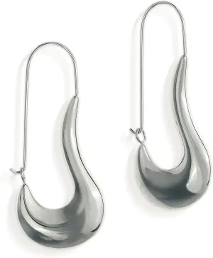 JeanBeau Chunky Silver Tear drop Hoop Earrings for Women, Trendy Statement Lightweight Teardrop Paperclip Link Earing Hypoallergenic Prom Fashion Jewelry Gift