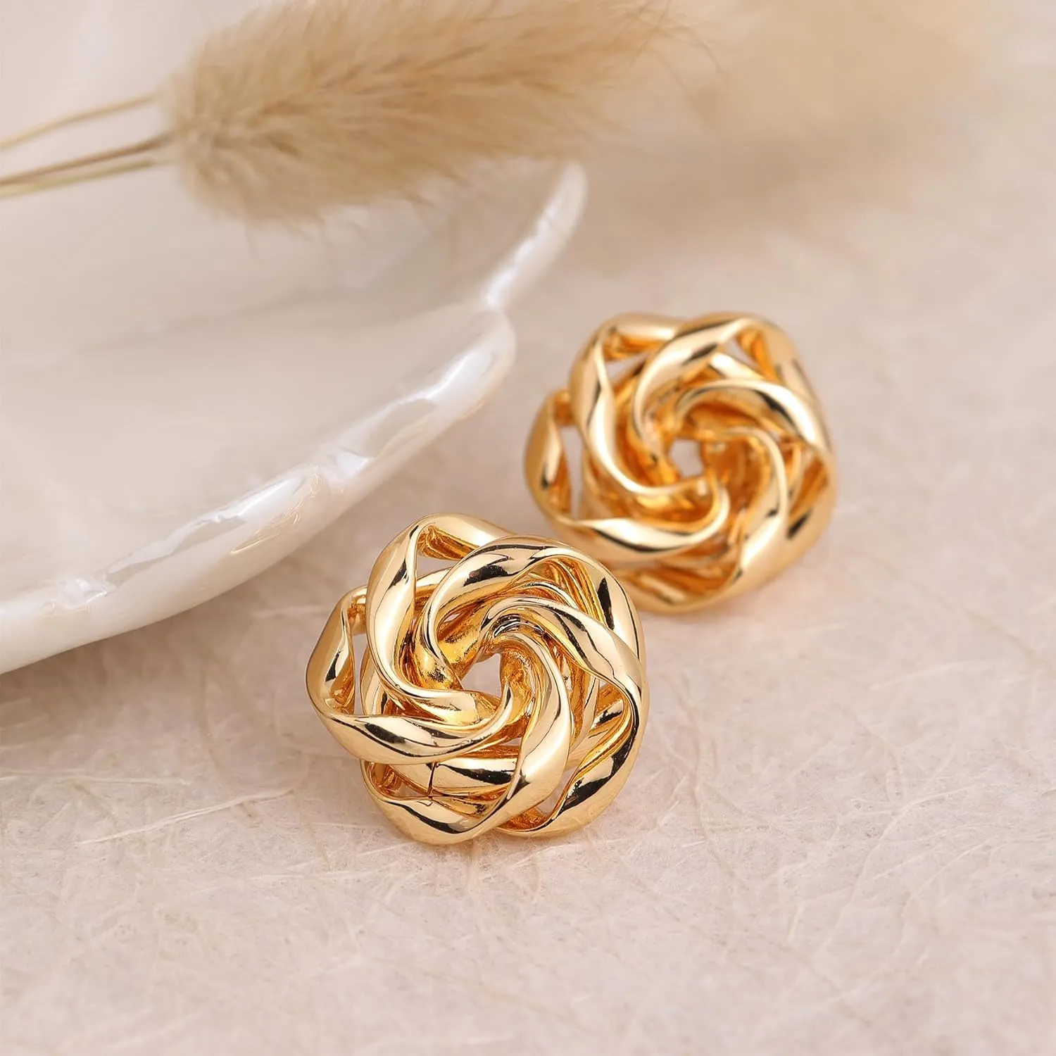 JeanBeau Pearl Flower Leaf Stud Earrings for Women Statement Cluster CZ Pearls Earing Gold Plated Sterling Silver Wedding Prom Birthday Fashion Jewelry Gift