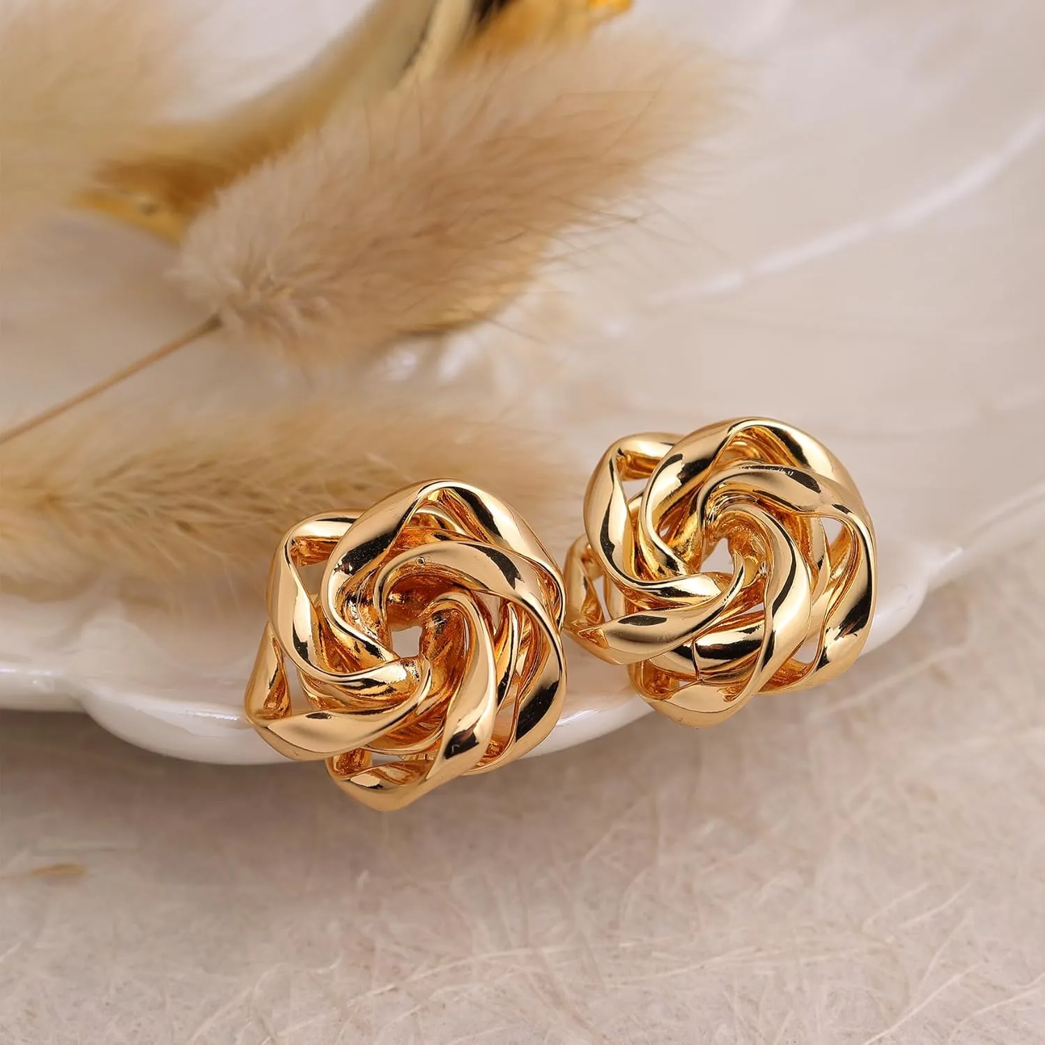 JeanBeau Pearl Flower Leaf Stud Earrings for Women Statement Cluster CZ Pearls Earing Gold Plated Sterling Silver Wedding Prom Birthday Fashion Jewelry Gift