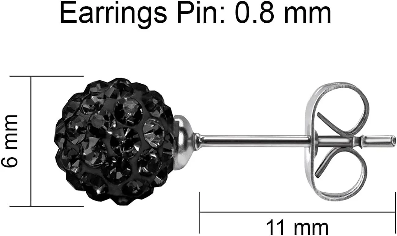 JewelrieShop Rhinestones Crystal Ball Stud Earrings Set Fireball Disco Ball Pave Bead Earrings Hypoallergenic for Women