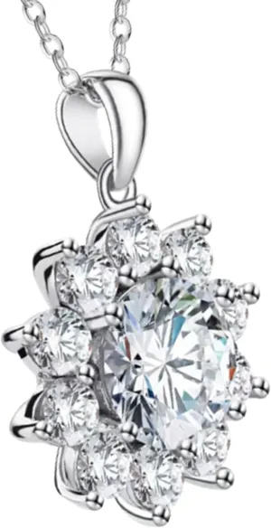 Jewelry for Wife Sunflower Moissanite Pendant Necklace for Women 1CT-3CT Wedding Anniversary Engagements Birthday Gifts for Her Daughter Girlfriend Mom on Christmas Valentines Mothers Day
