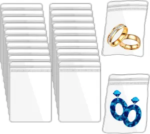 Jewelry Pouch Clear Self Seal Plastic Zipper Bags for Earrings Rings Packing Storage Transparent PVC Lock Pouches, Pack of 80