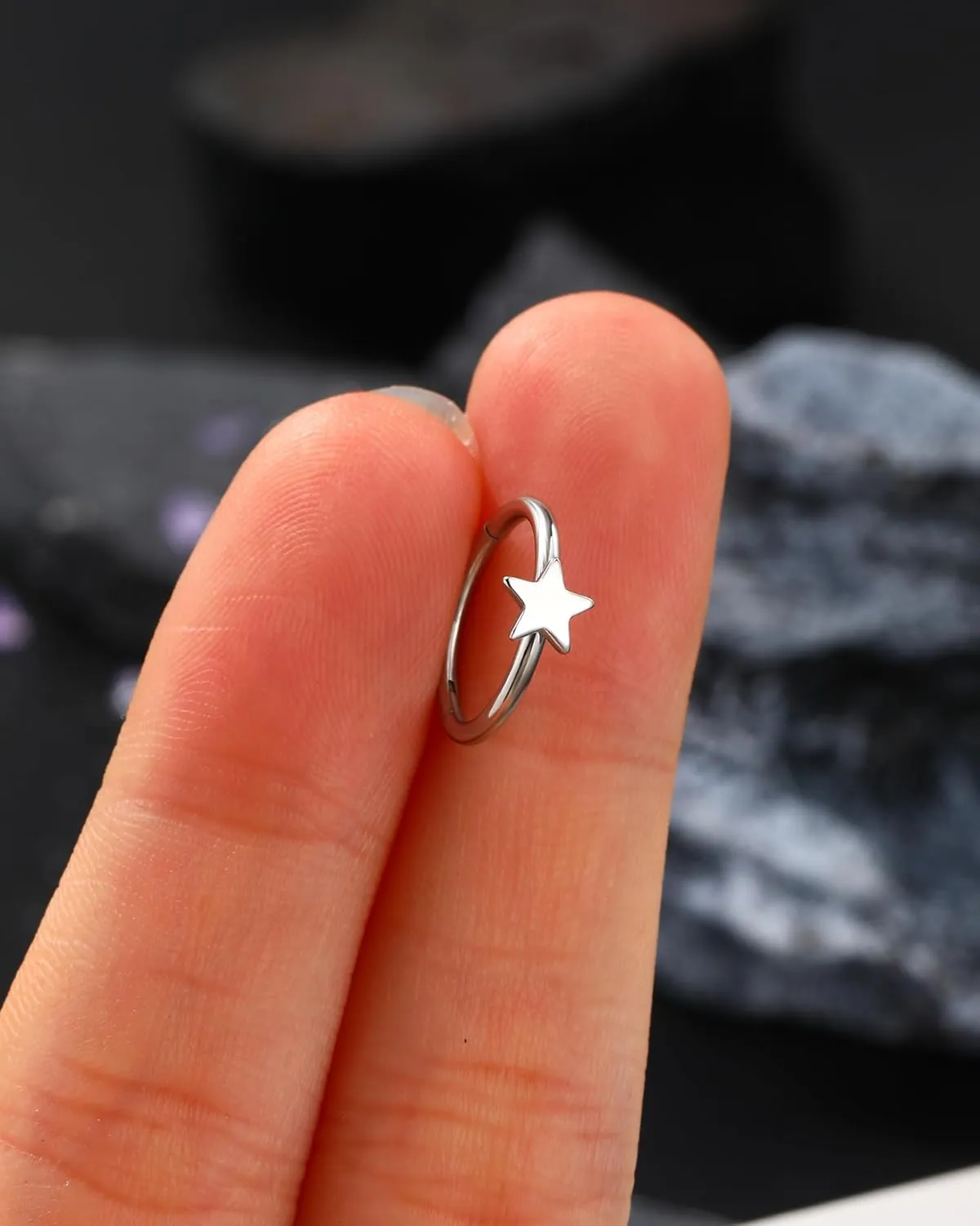Jewseen 316L Surgical Steel Cartilage Hoop Earrings Star Nose Hoop Ring 16g 18g 20g Lip Ring Tragus Daith Helix Piercing Jewelry for Women