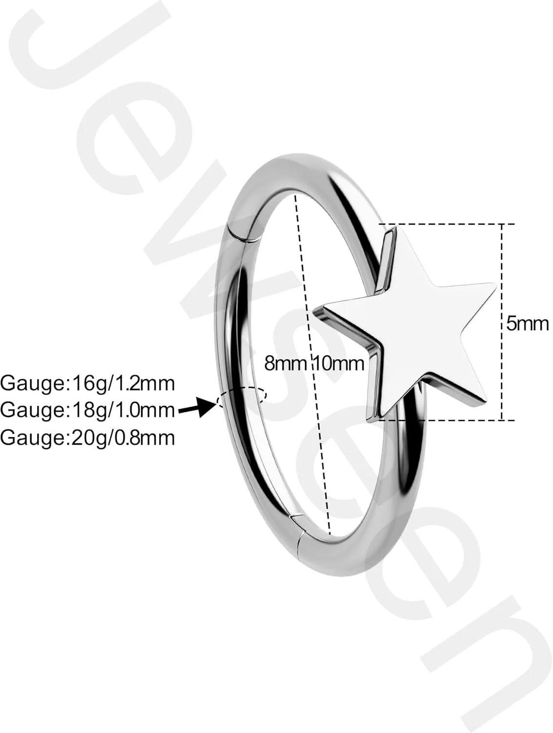 Jewseen 316L Surgical Steel Cartilage Hoop Earrings Star Nose Hoop Ring 16g 18g 20g Lip Ring Tragus Daith Helix Piercing Jewelry for Women