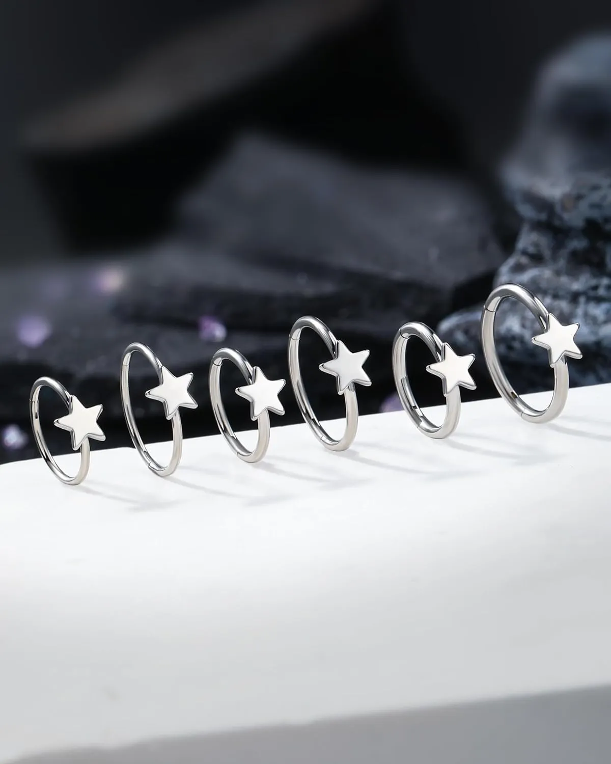 Jewseen 316L Surgical Steel Cartilage Hoop Earrings Star Nose Hoop Ring 16g 18g 20g Lip Ring Tragus Daith Helix Piercing Jewelry for Women