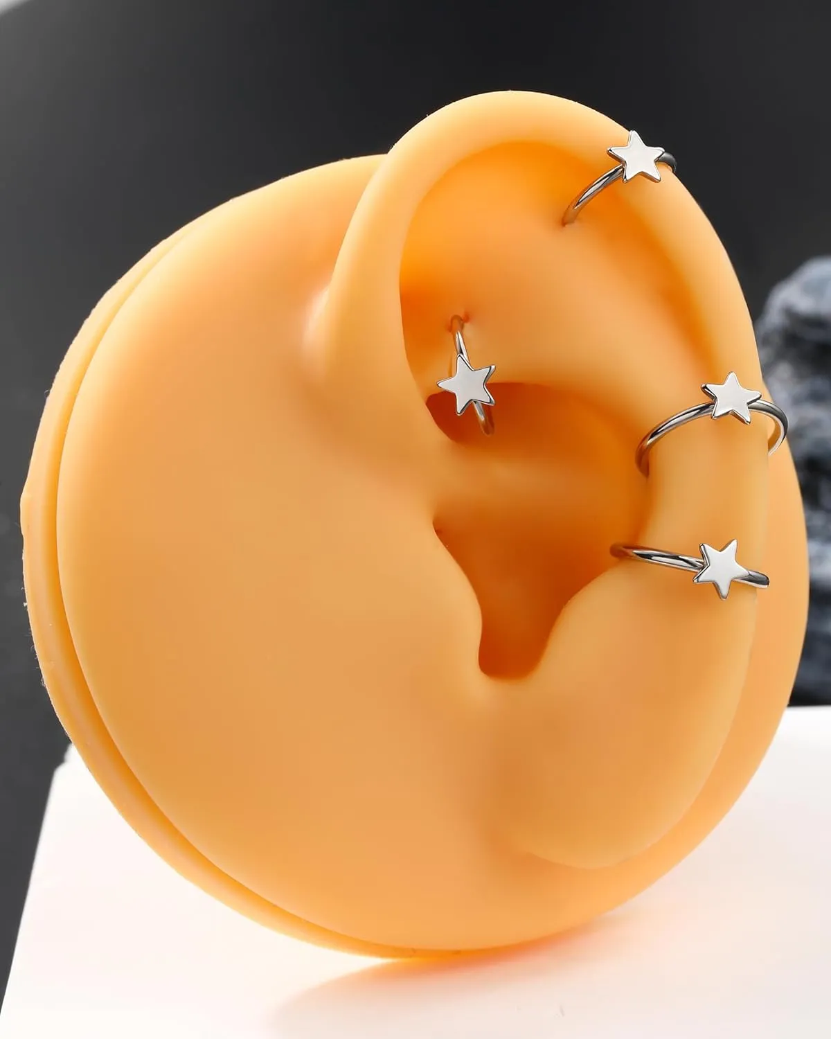 Jewseen 316L Surgical Steel Cartilage Hoop Earrings Star Nose Hoop Ring 16g 18g 20g Lip Ring Tragus Daith Helix Piercing Jewelry for Women