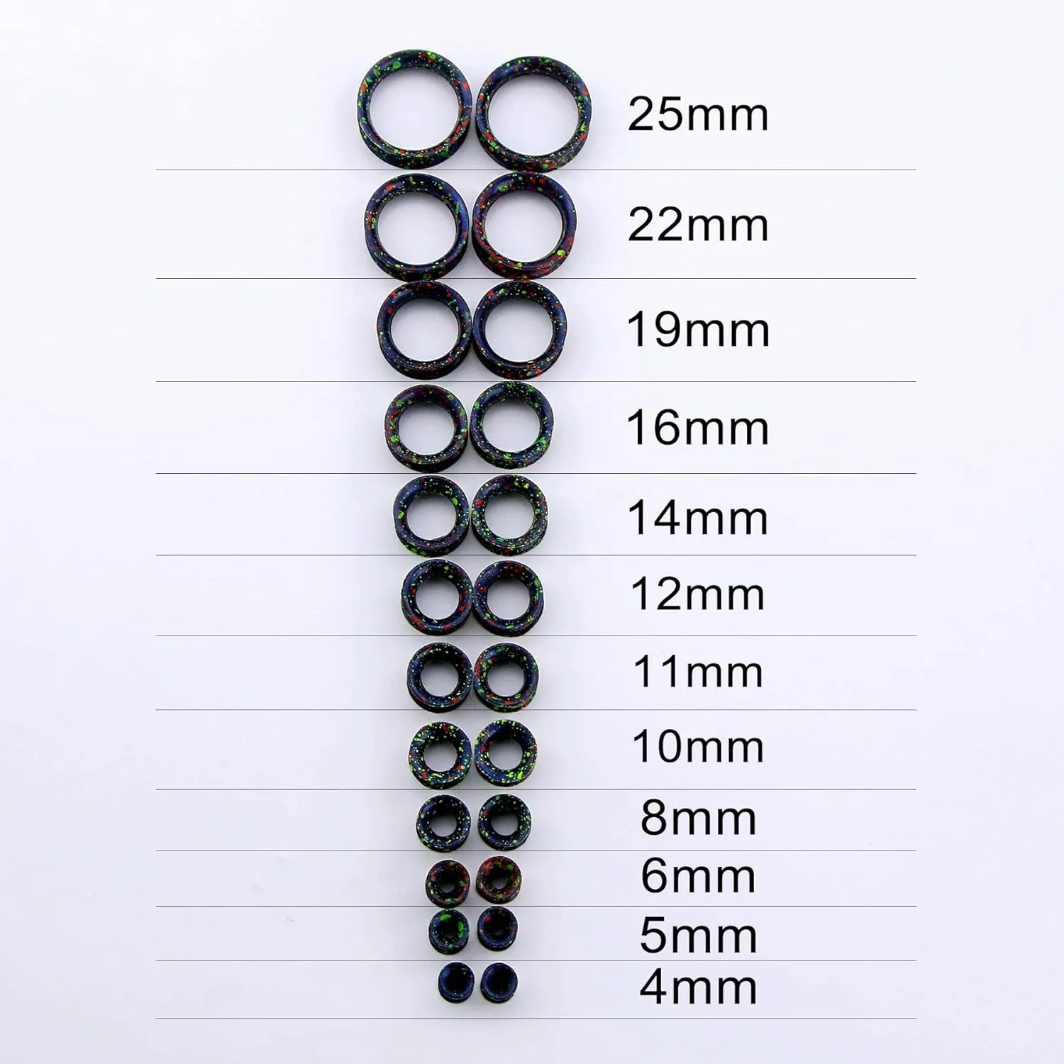 Jewseen Soft Silicone Gauges Ear Plugs Flexible Ear Gauges 6g to 1'' Double Flared Flesh Tunnels 8Pcs Piercing Jewelry