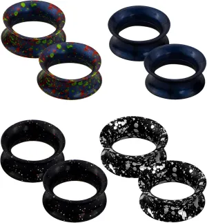 Jewseen Soft Silicone Gauges Ear Plugs Flexible Ear Gauges 6g to 1'' Double Flared Flesh Tunnels 8Pcs Piercing Jewelry