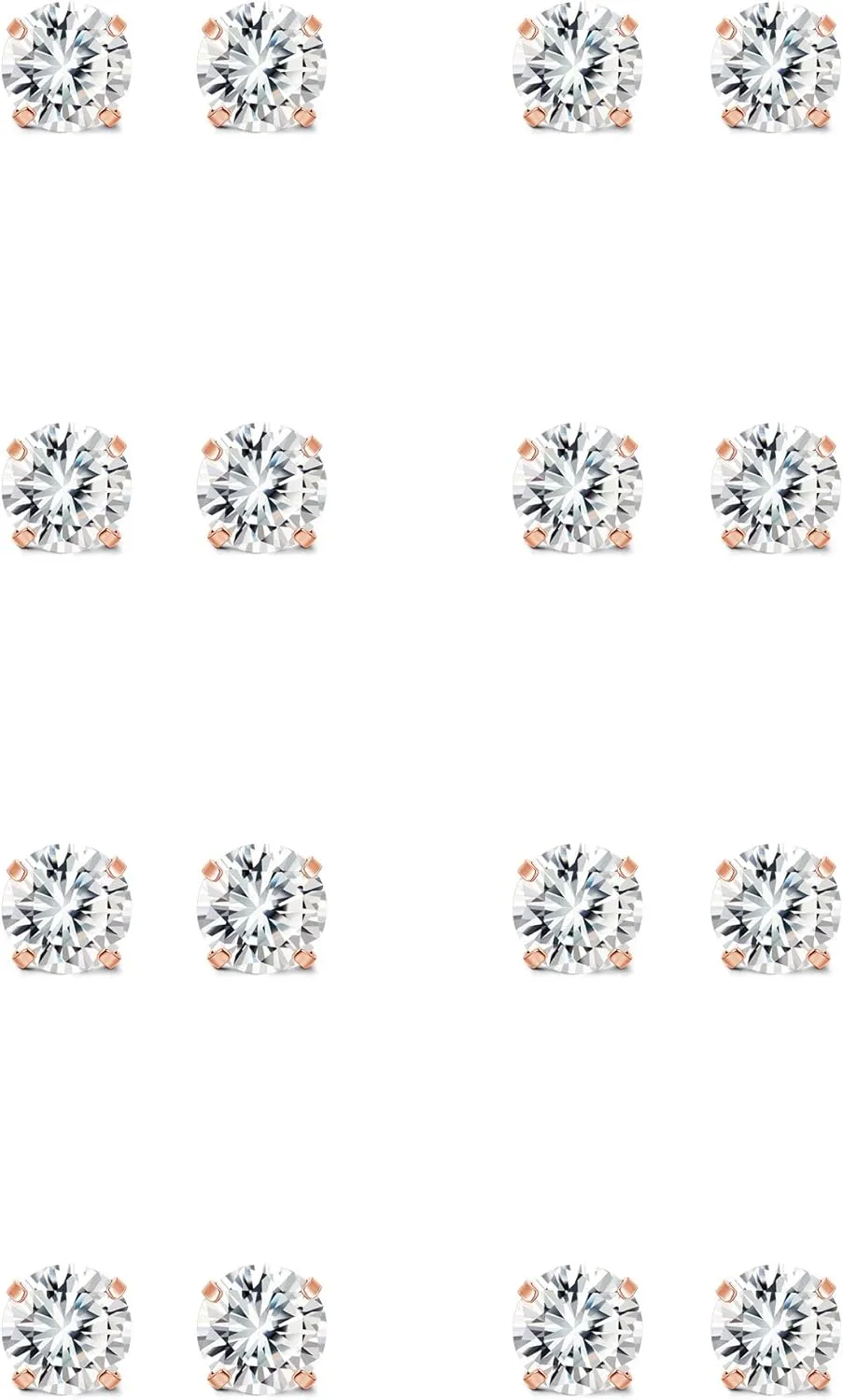 JOERICA 8 Pairs Tiny Cartilage Stud Earrings Stainless Steel Cubic Zirconia Earrings for Women Men 18G Screw Flat Back Earrings Set with 2MM CZ