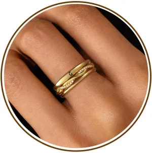 JSJOY Valentines Day Gifts for Her Initial Rings for Women Non Tarnish Signet Ring Set Stackable Letter A-Z Rings Dainty Gold Twisted Engagement Rings Birthday Wedding Gifts