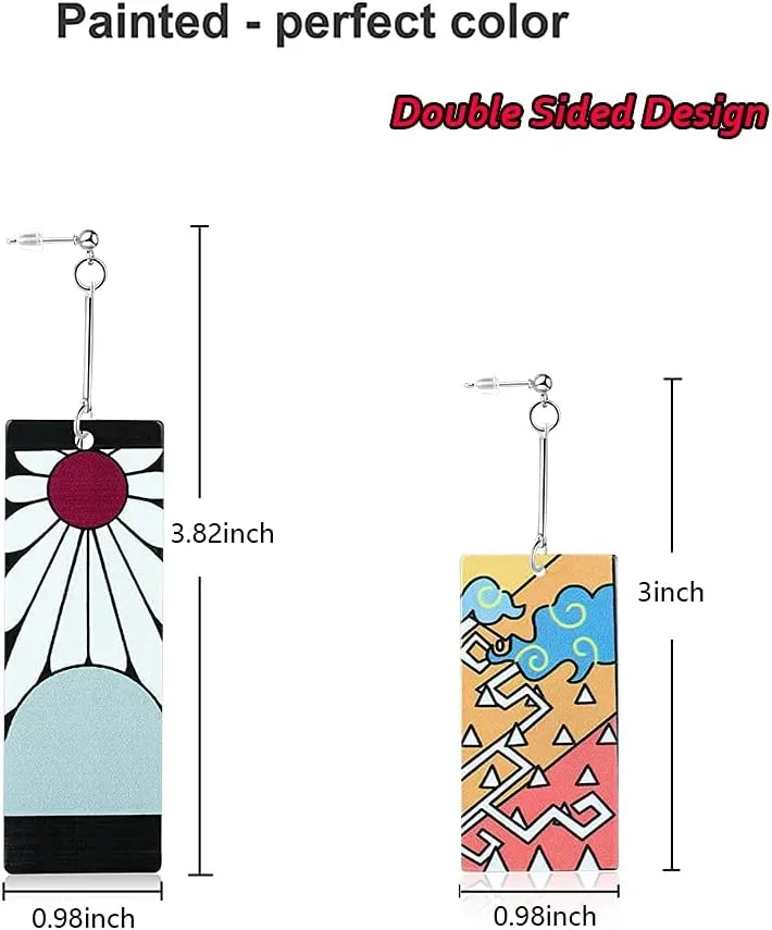 KAERUN 12 Pairs Women's Tanjiro Earrings Anime Demon Slayer Earrings Cosplay Fashion Double-sided Acrylic Alloy Resin Earrings