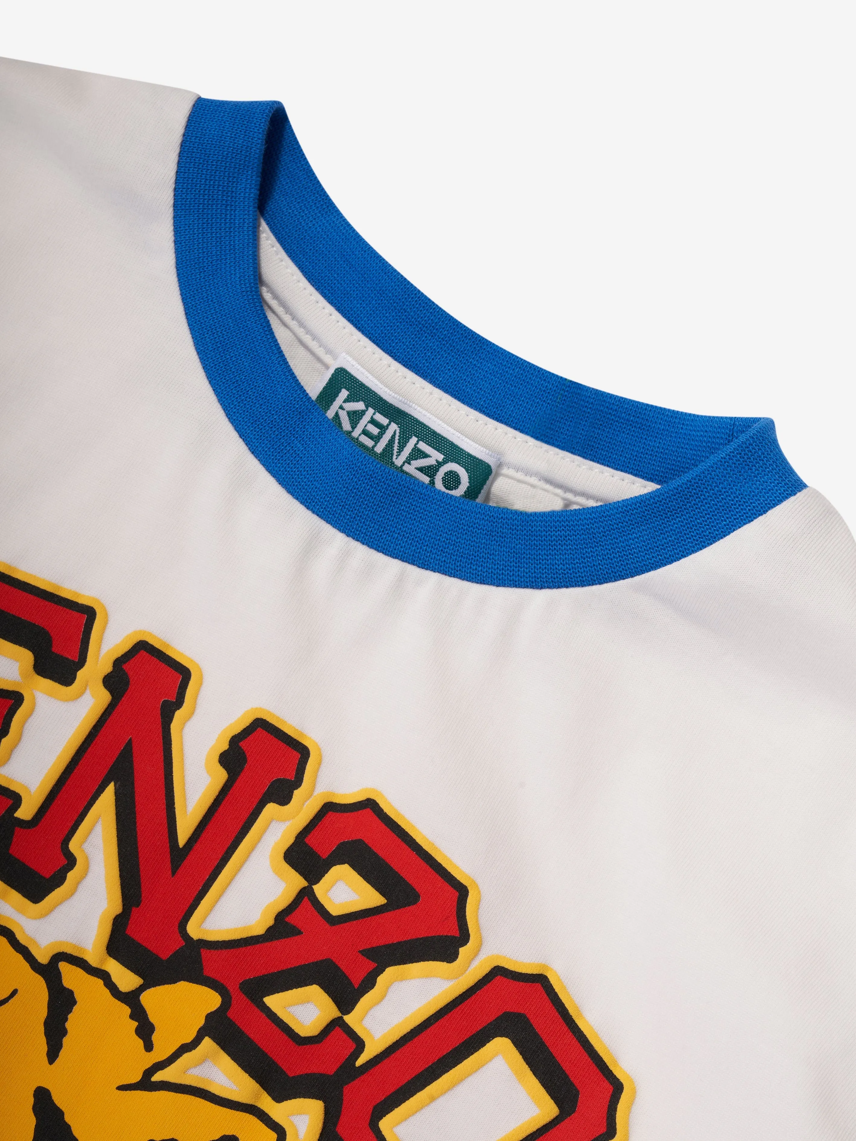 KENZO Boys Tiger Logo T-Shirt in Ivory