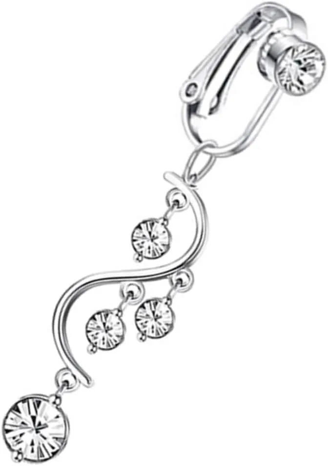 KESYOO Navel Belly Button Ring Non Piercing Jewelry Dangle Navel Ring for Women Jewelry Gold Plated for Present