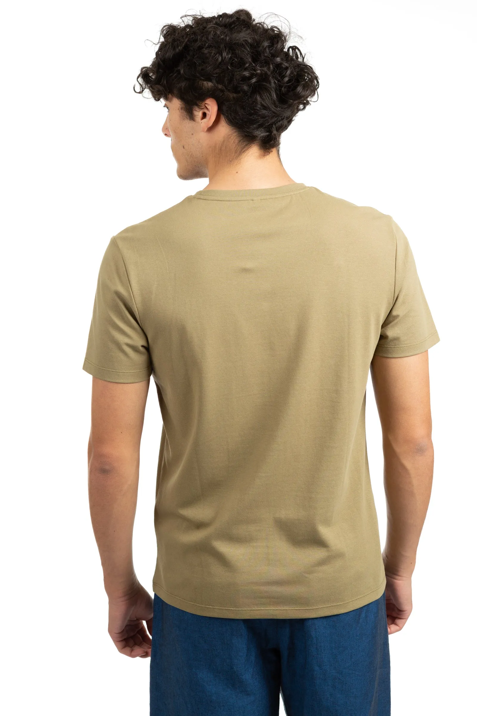 Khaki Cotton Pique Tee Shirt