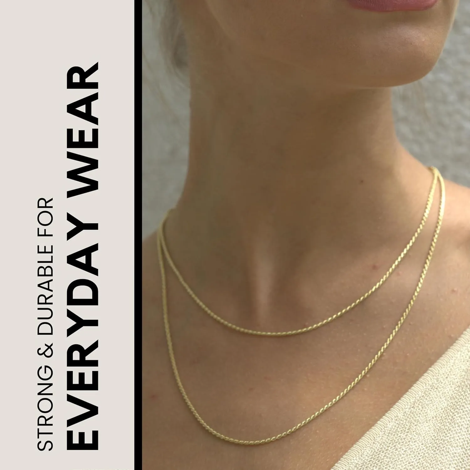 KISPER Solid 18K Gold Over 925 Sterling Silver Italian Diamond-Cut 1.5mm Braided Rope Chain Necklace - for Men & Women with Lobster Clasp - Made in Italy